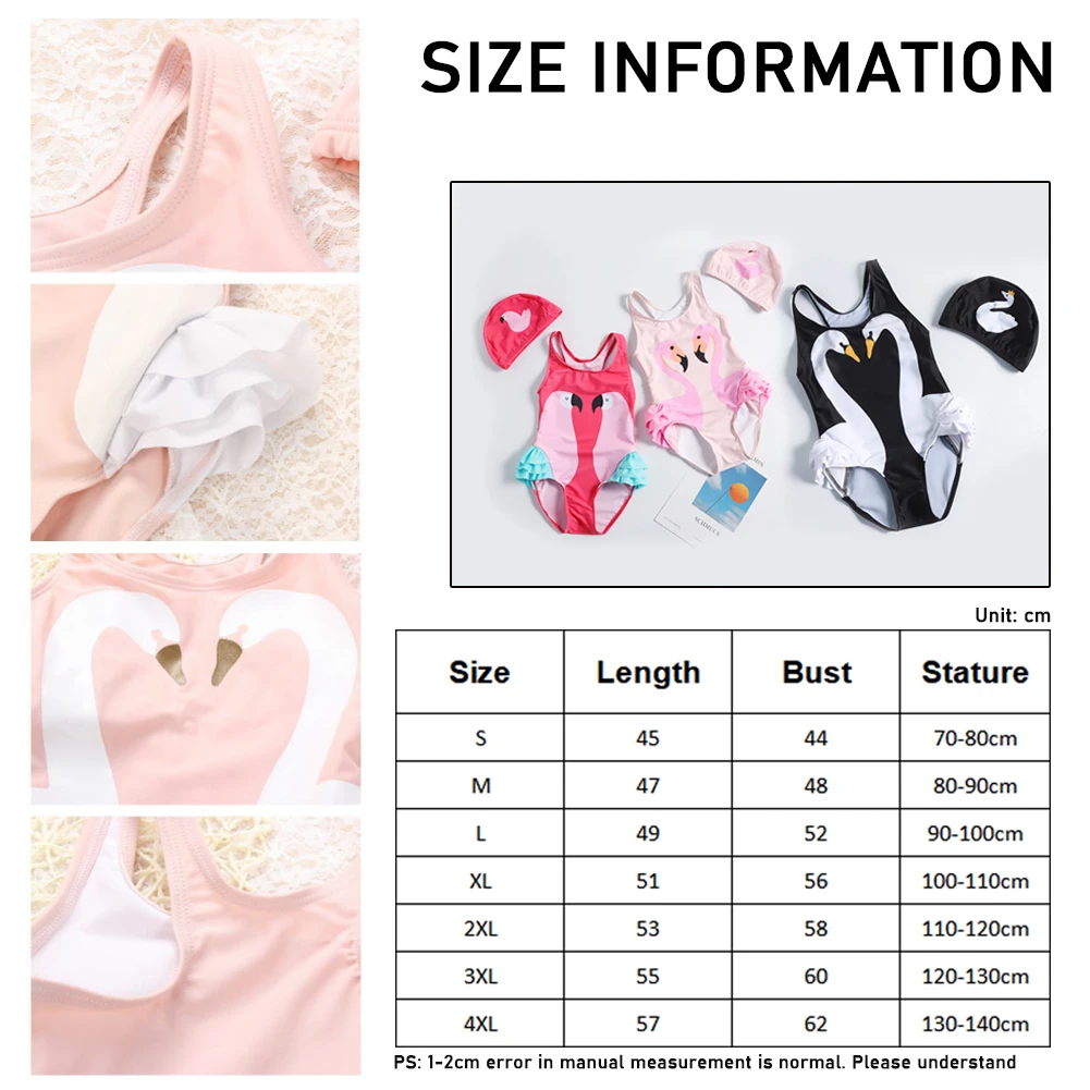 Bikini per bambini bikini di un pezzo costumi da bagno stampati con cigno costumi da bagno per neonate costumi da bagno per bambini costume da bagno