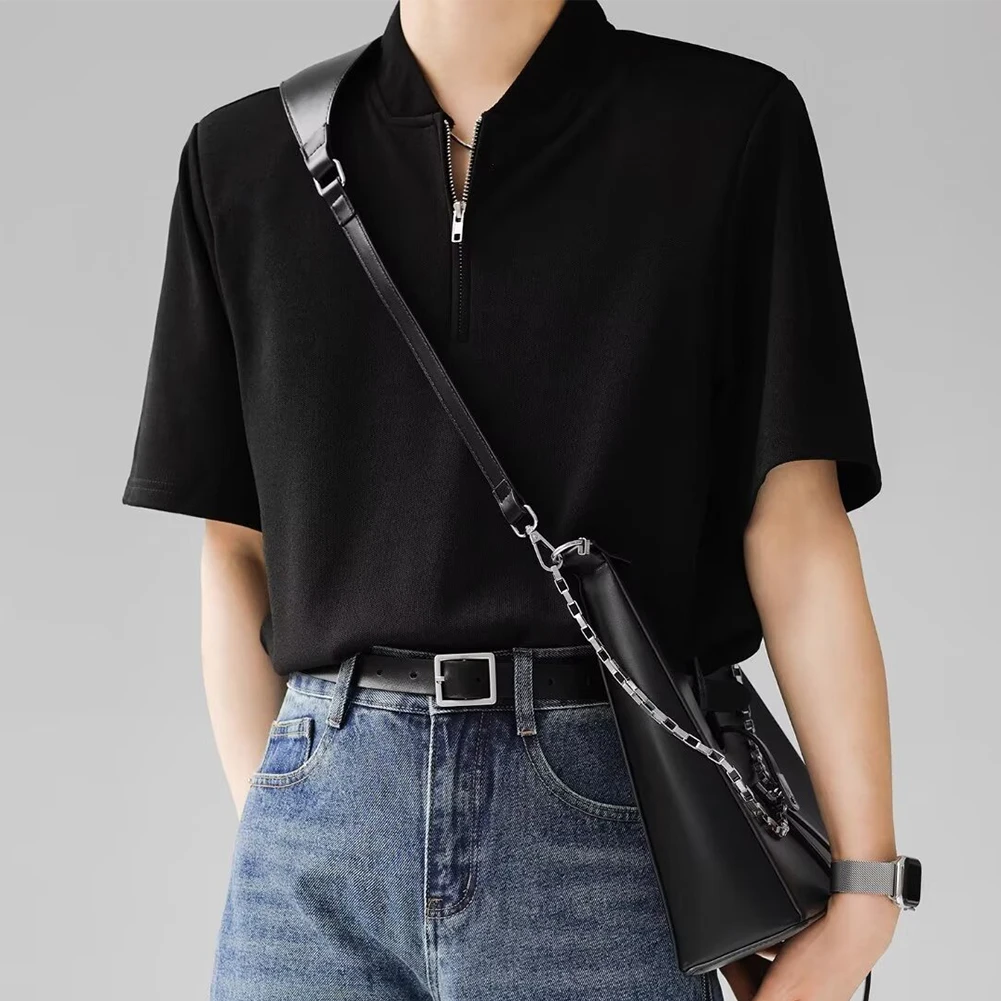 

Casual Wear Summer Fashion Stand Neck Top Loose Fit Summer T-shirt Short Sleeve Casual Short Sleeve Summer Wear