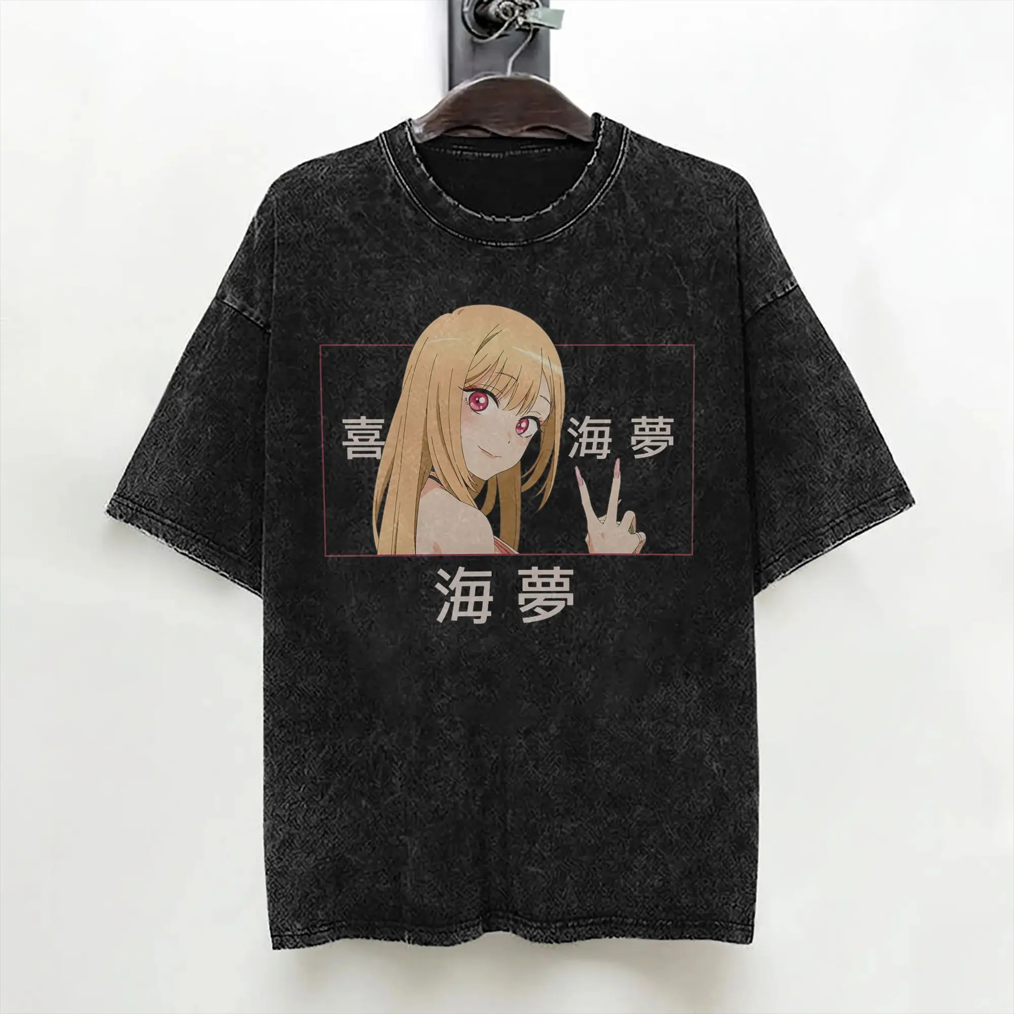 Marin Kitagawa Anime Washed T Shirts Streetwear Novelty T-Shirts My Dress-Up Darling Tees Tops Men Women Cotton Oversize Summer