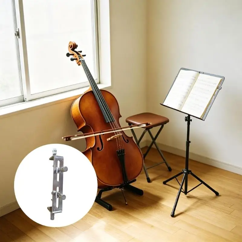 U2JB Cello Accessory Clamp with Movable Screw Fasteners and Positionable Track Frame for Music Lessons, Rehearsals and Stage