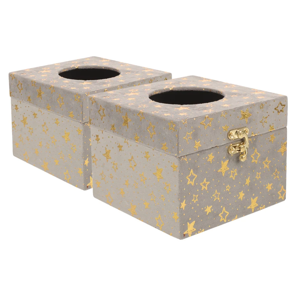 

2Pcs Retro Wooden Tissue Box Decorative Napkin Holder for Home Bedroom Living Room Hotel Coffee Table Tissue Dispenser