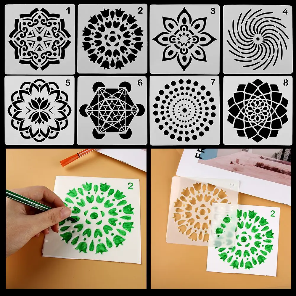 Stempel Panas DIY Album Kerajinan Dekoratif Mandala Tambahan Layering Stensil Lukisan Templat Buku Tempel