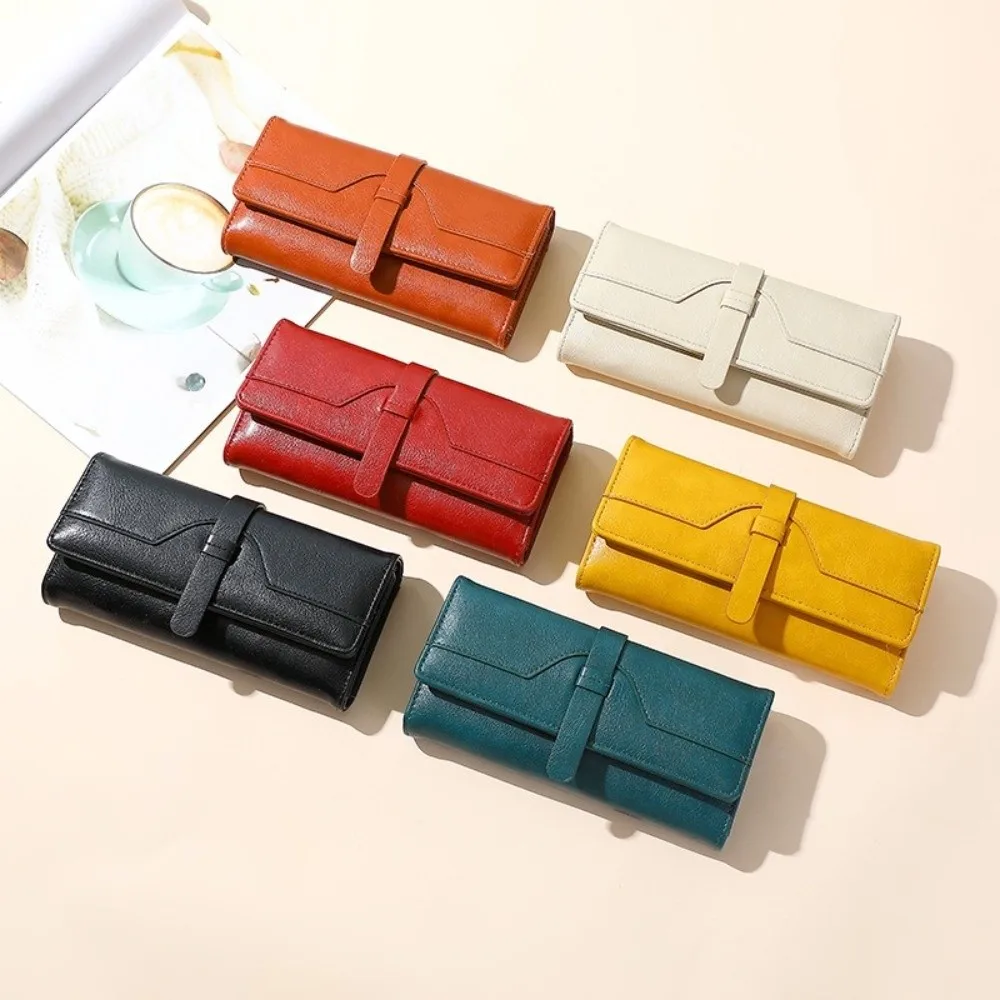 Oil Wax Leather Women Wallet Folding Large Capacity Coin Purse Card Holder Portable Ultra Thin Ladies Clutch Phone Carteiras