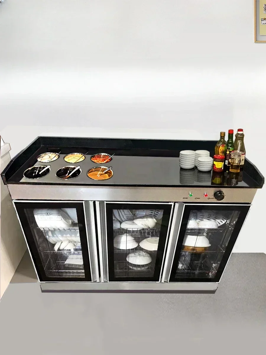 Hot pot self-service small material table disinfection cabinet marble Spicy Hot Pot seasoning commercial three doors