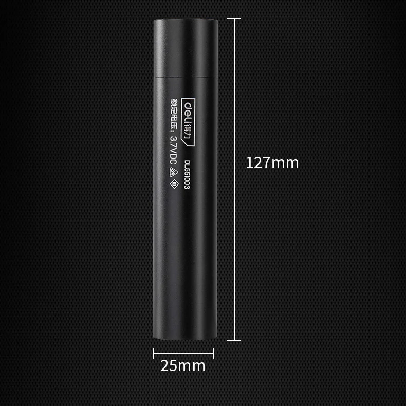 DELI DL551003 LED Strong Light Rechargeable Flashlight USB 5 Modes Long Time Outdoor Camping Powerful Flashlight