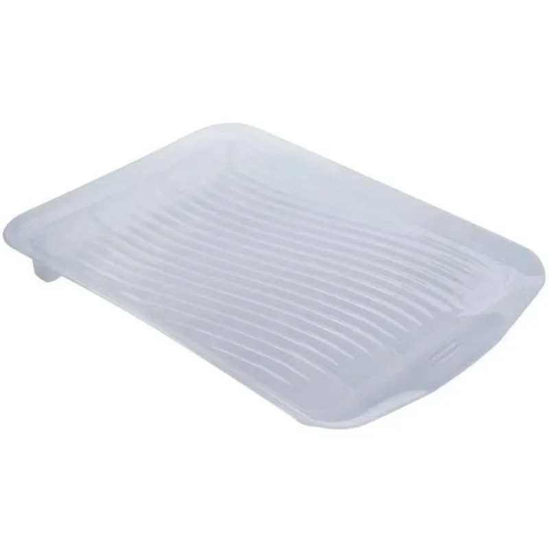Large Clear Plastic Dish Drying Drain Board, Kitchen Sink Dish Drainer Tray for Countertop Drying