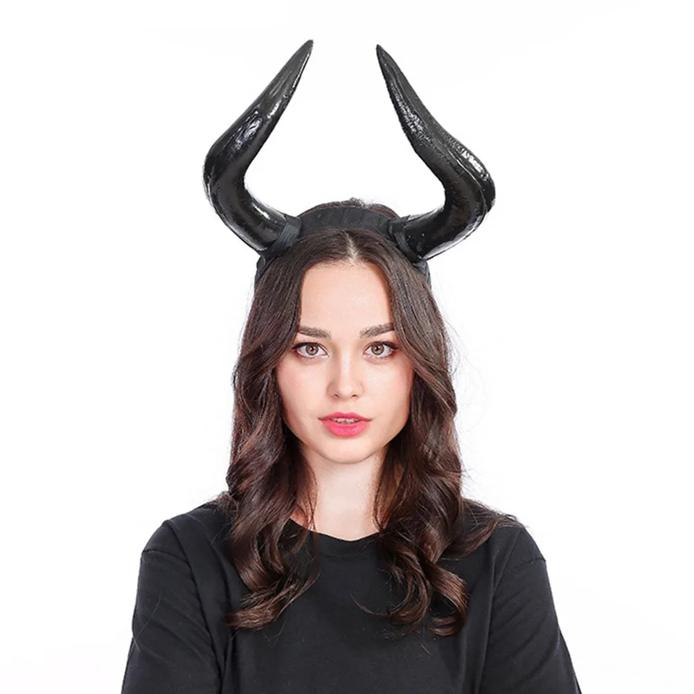 

Black Large Simulation Horn Headband Halloween Cosplay Dance Party Devil Horns Decoration Funny Costume Accessory