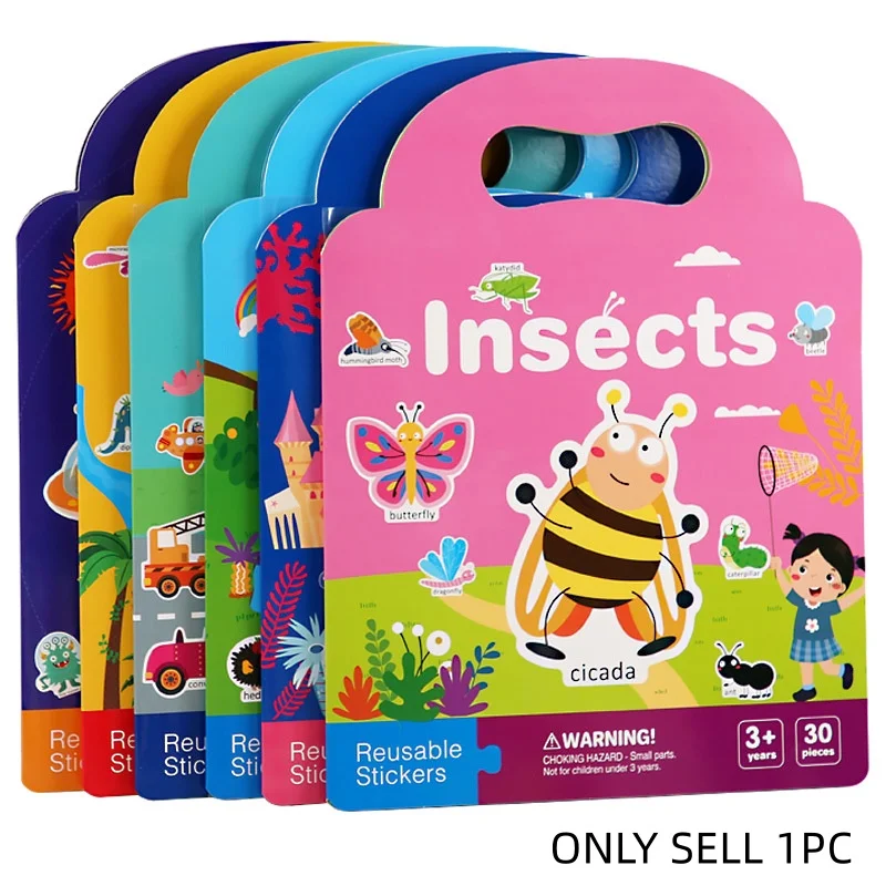 Reusable Toddler Sticker Book 6 Pack Educational Activity Set_voghion.com