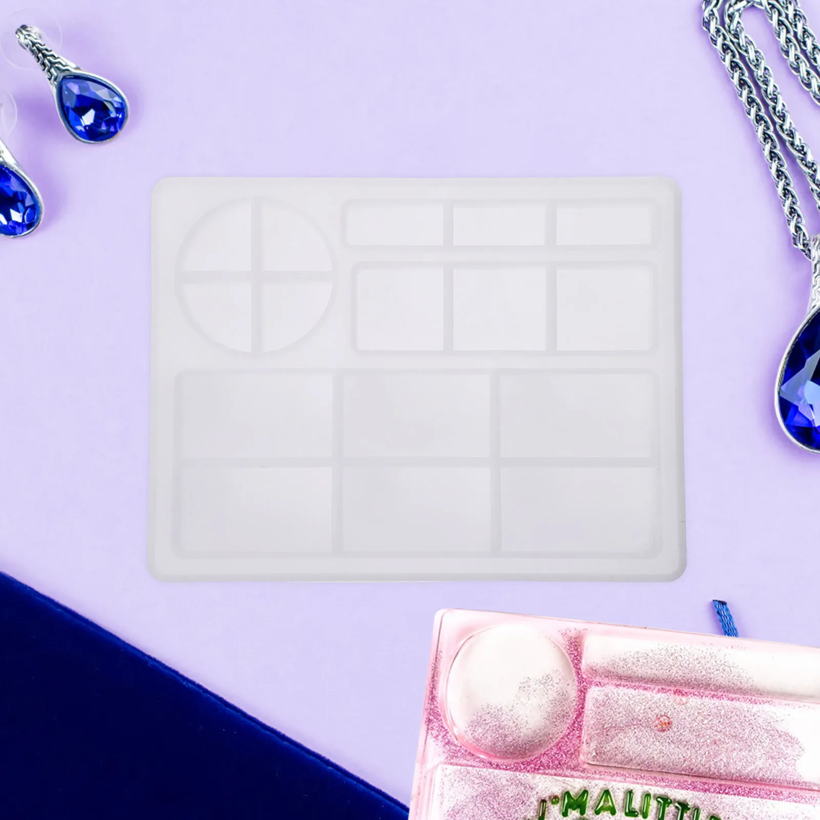 

Crystal Epoxy Mold Tray White Silica Gel 2282 DIY H made Crafts Storage Silicone Rectangle Resin Mold Rectangle Molds