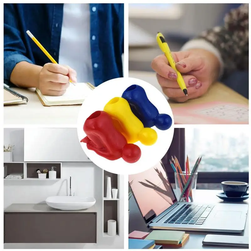 ที่ใส่ pulpen lucu 3ชิ้นที่ใส่ก้นดินสอสีสันสดใสแปลกใหม่โต๊ะสร้างสรรค์ที่วางแปรงสีฟันสำหรับคริสต์มาส