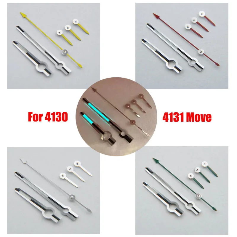 4130 Blue Luminous Watch Hands Silver Red Green Six Hands Needle for Rolex Day-T-ona Series 4130 4131 Movement Parts