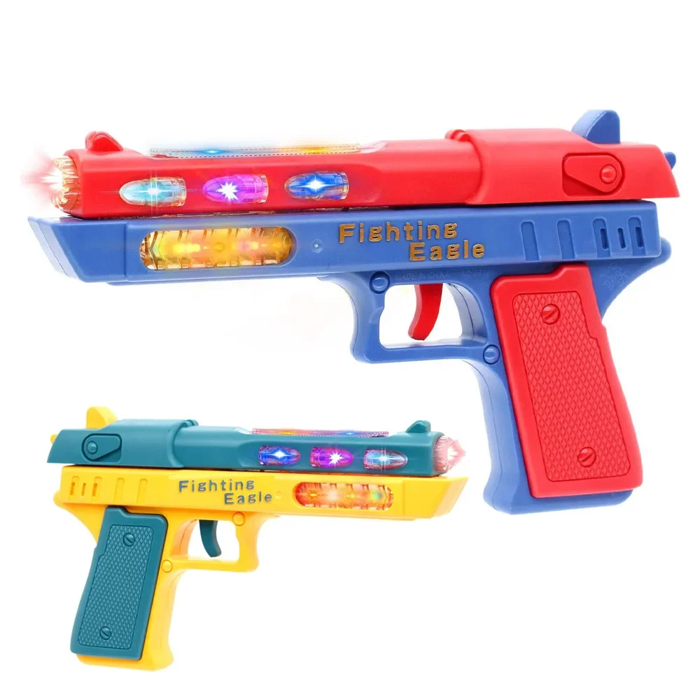 لعبة مسدس كهربائي مضيئة فريدة من نوعها مسدس يدوي تلسكوبي مع مصابيح LED مبهرة مسدس صوت قتال خفيف هدية للأطفال