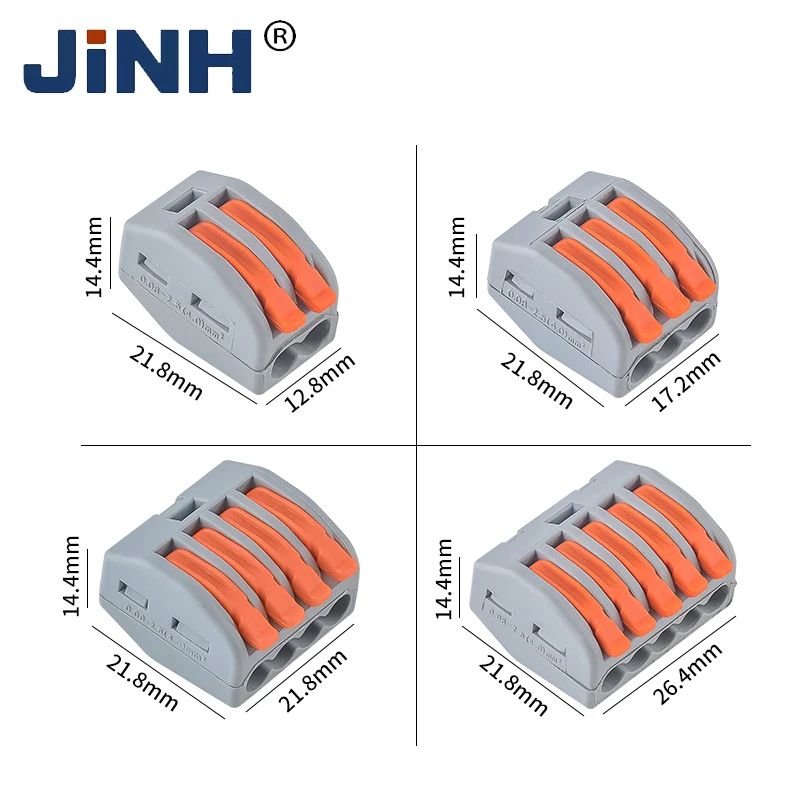 JINH 100Pcs CMK415 Push in Splicing Type Universal Compact Quick Terminal Block 28-11AWG Wiring Conductors Home Appliances