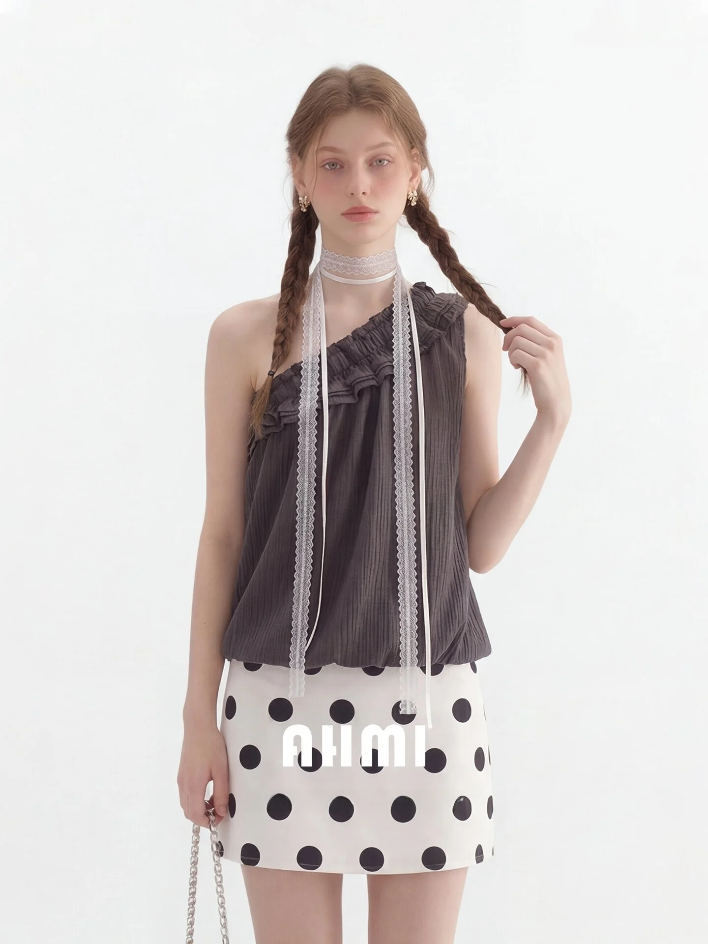 

AHMI Weekend Unique Beautiful New Style Women's Sleeveless Halter Neck Vest Puffy Sleeve Design Breathable Short Length