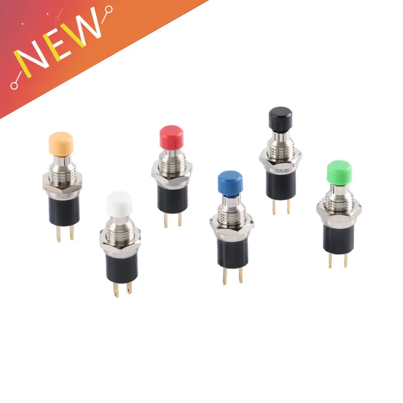 5pcs/1pcs PB05A 7mm ON-OFF 2Pin Latching Self Locking SPST Normally Open Mini Push Button Switch Gilding，Metal switch