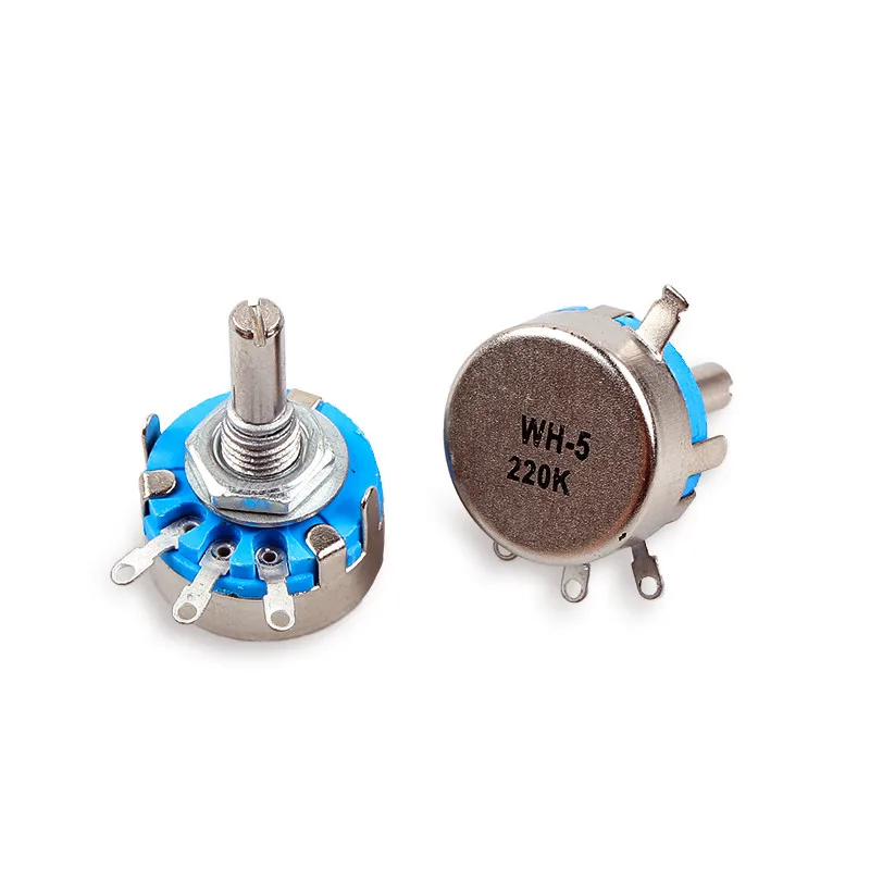 2PCS WH5-1A 470R 1K 10K 47K 4K7 100K 470K 220K 1K5 22K 1M ohm 3-Terminals Round Shaft Rotary Taper Carbon Potentiometer WH5