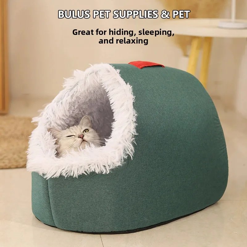 

Thiened Warm Winter Pet Nest f-Closed Handheld Dog Universal Se Cozy Little Home for Pets Double Layer Simple Design