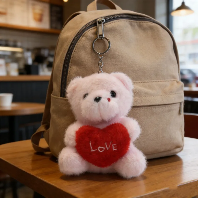1-10PCS Cute Cartoon Bear Plush Toy Hugging  Heart Soft Stuffed Animal Doll Bag Pendant Keychain  ForCompanions Gifts