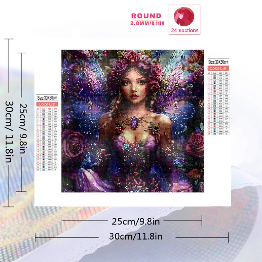 5D DIY Diamond Mosaic Woman Portrait Suitable For Beginners Flower Diamond Painting Butterfly Home Decoration,frameless - view 2