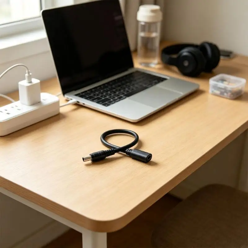 Q6PA Molded USB Female to 5.5 x 2.1 mm Male Power Cable, 30 Short Wire for Small-Space Power Routing and Aging Test Table Work