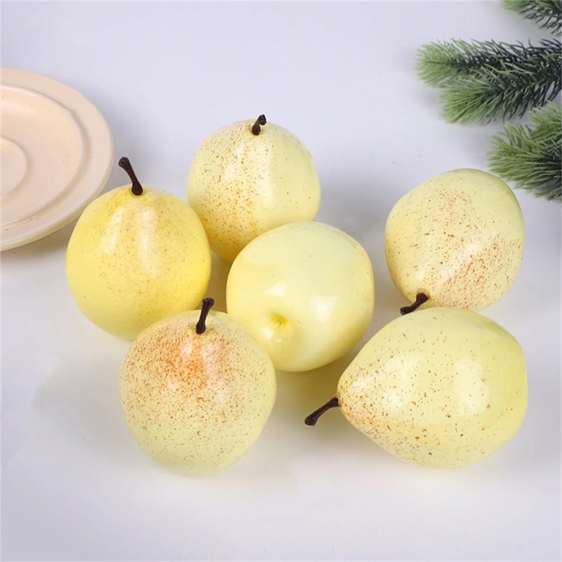 6Pcs Simulation Pears Fruit Artificial Pears for Kitchen Photography Props