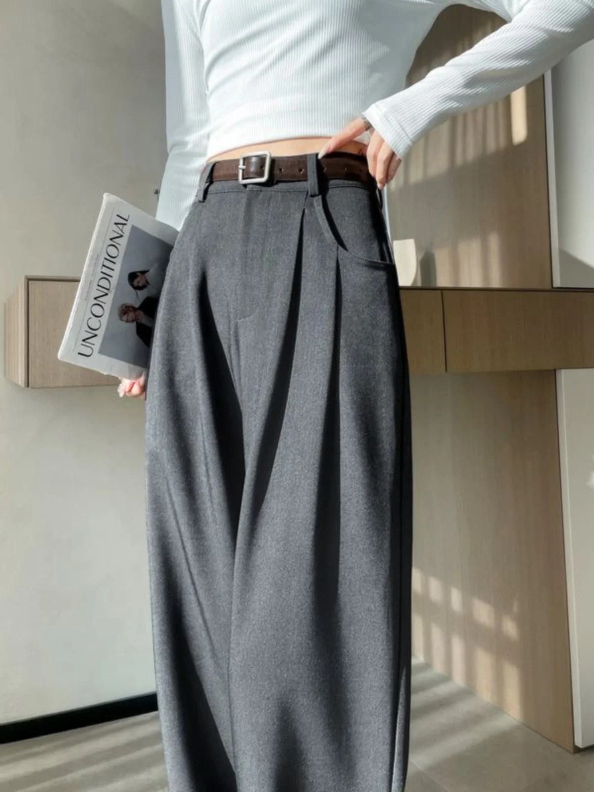 Narrow Suit Wide-Leg Pants Women Autumn and Winter High Sense Guangzhou Thirteen Lines Zhengzhou Casual Loafers Matching Pants