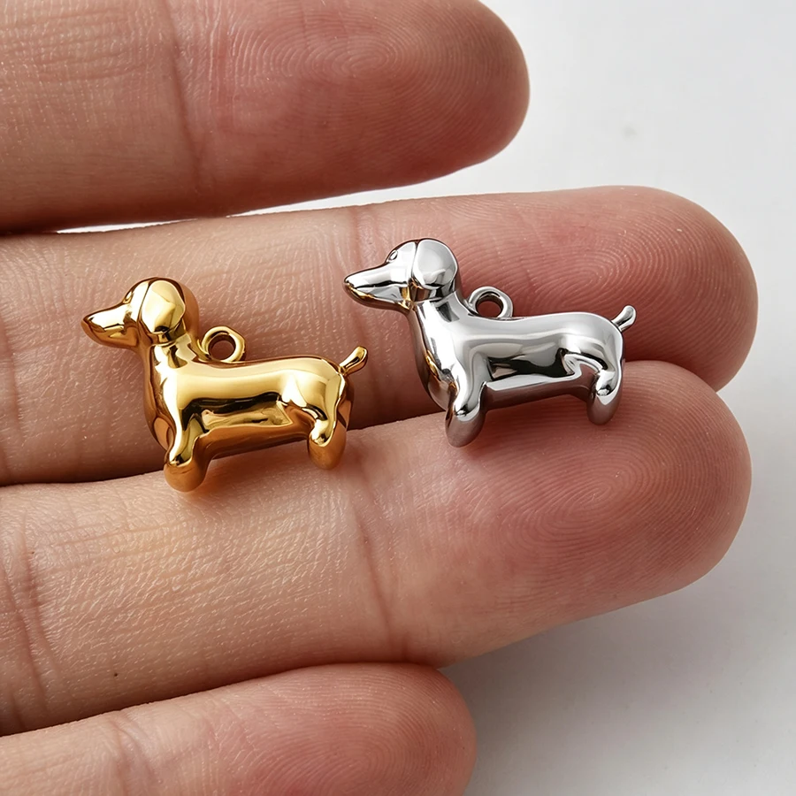 5 Stück Niedliche Tier-Serie Anhänger Hund Vogel Vergoldet 3D Edelstahl Charms für DIY Schmuckzubehör im Ofen Wasserdicht – Detail 6