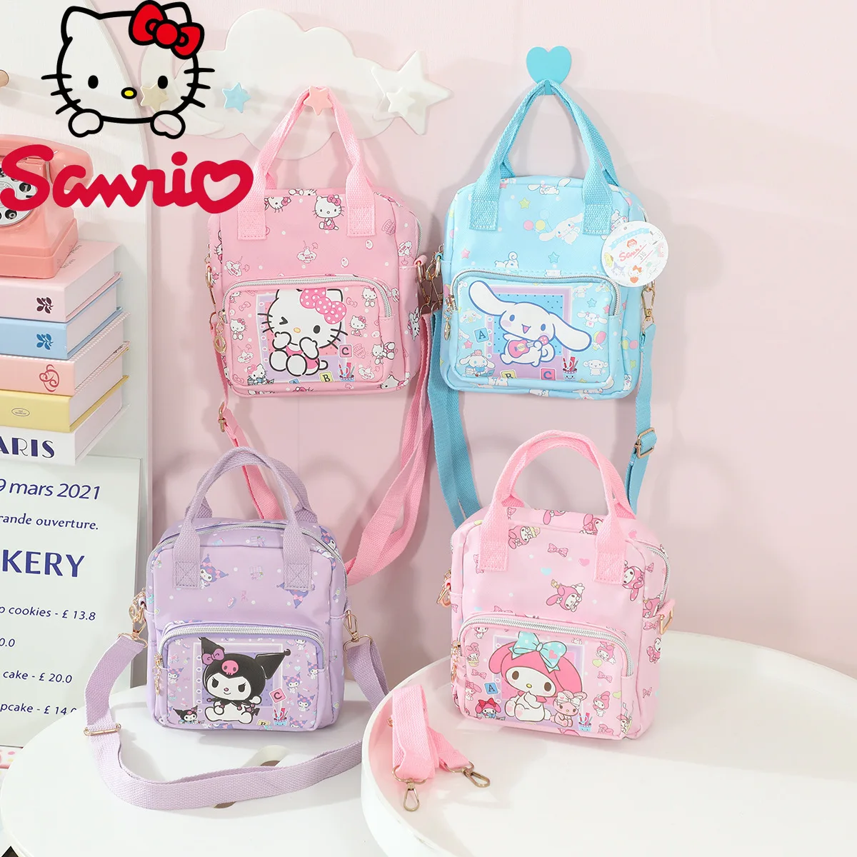 

Sanrio Hello Kitty Kuromi Kawaii Mini Handbag Crossbody Bag Cartoon Versatile Children's Messenger Shoulder Bag