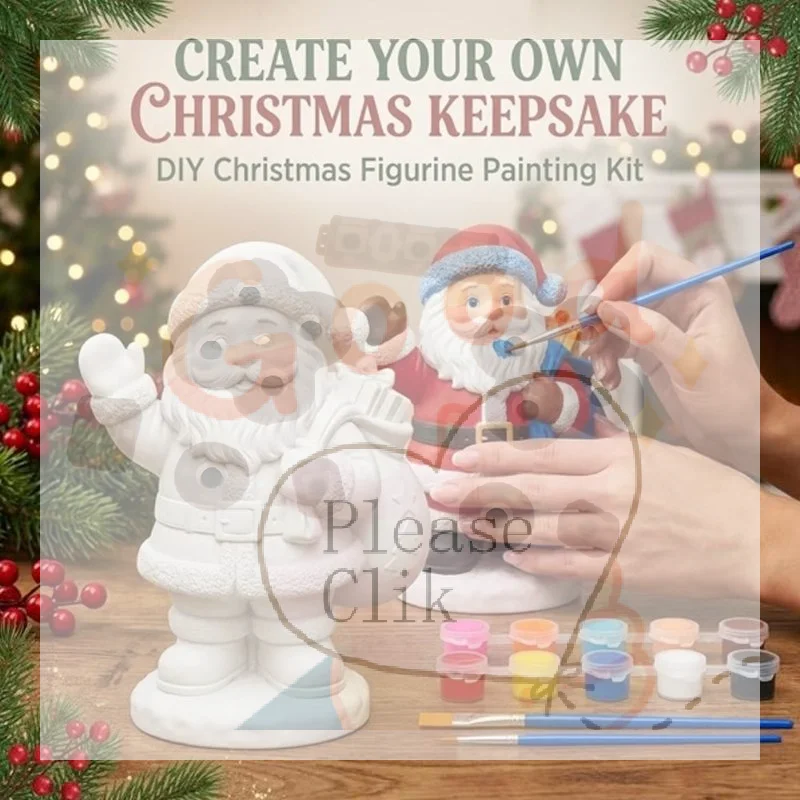 DIY Christmas Santa Claus/Snowman/Deer Plaster Figurine Painting Kit Kids Graffiti Paint Set Toys Holiday Keepsake Gift Ornamen