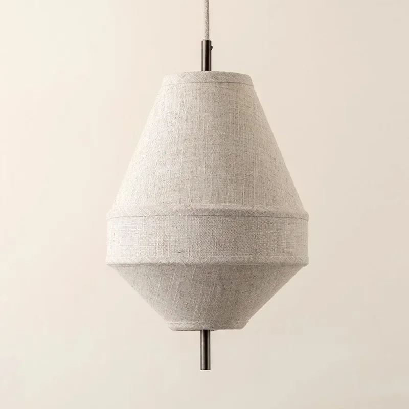 اليابانية وابي سابي الأبيض النسيج مُثبتة في السقف ضوء استدارة مصباح معلق غرفة المعيشة الشاي منزل غرفة نوم مطعم الثريا #5