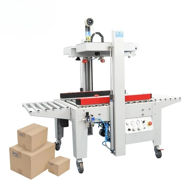 FXJ-5050QS Hualian European Flexible Pneumatic Carton Box Adhesive Tape Sealer Sealing Machine