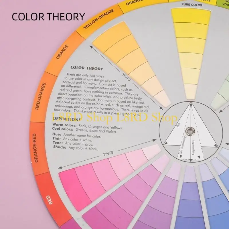 L8RD Paper Card Design Color Mixing Wheel Chart Guidance Round Central Circle
