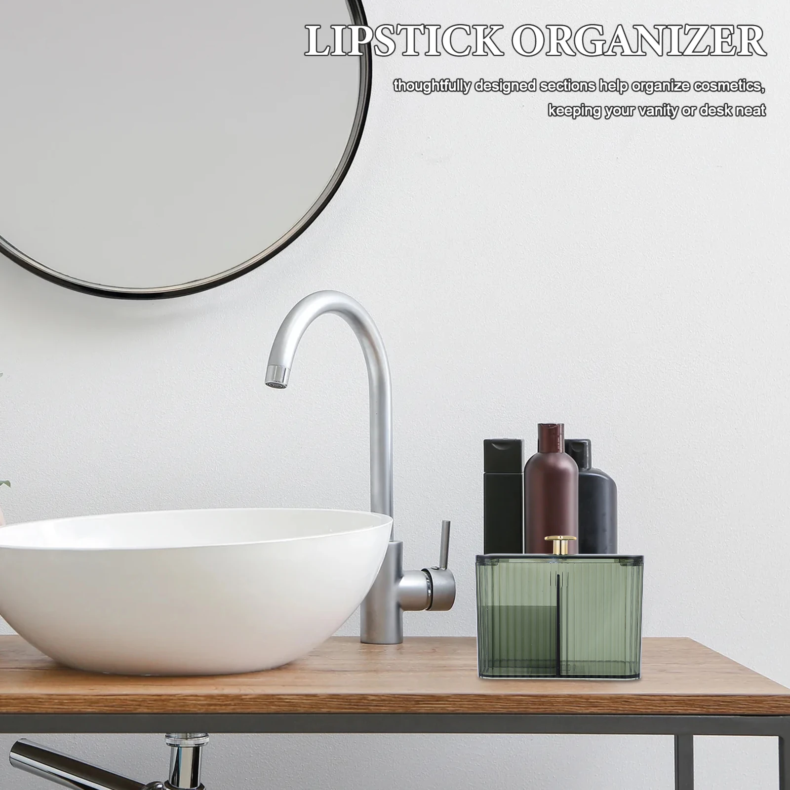 

Cotton Pad Holder Transparent Makeup Organizer Divided Sections Vanity Storage Lipstick Cotton Swabs Bathroom Accessories