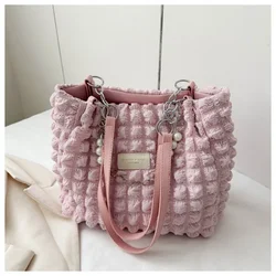 Women Cloud Bubbles Shoulder Bag Soft Cloth Fabric Cute Handbag Casual Tote Light Canvas Shopping Bags Female Cute Books Bags