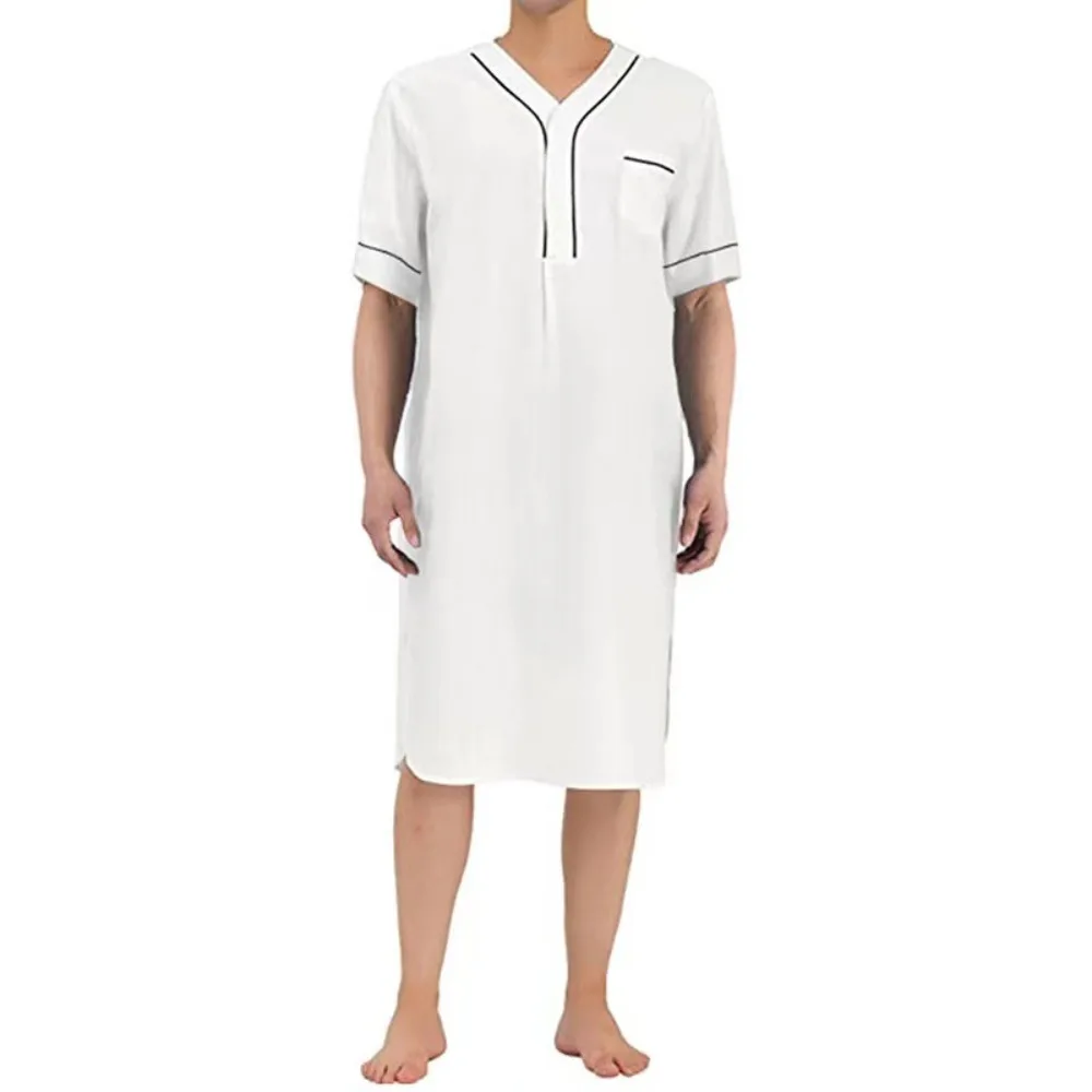 New Arrival! Muslim Middle Eastern Men's Mid-length Robe, Solid Color Loose Men's Loungewear for Ultimate Comfort