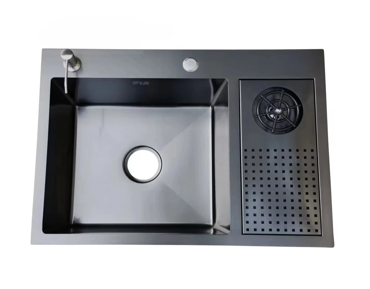 Matte Black Stainless Steel Topmount Workstation Sink 27 Inch Black Drop in Kitchen Sink With Glass Rinser