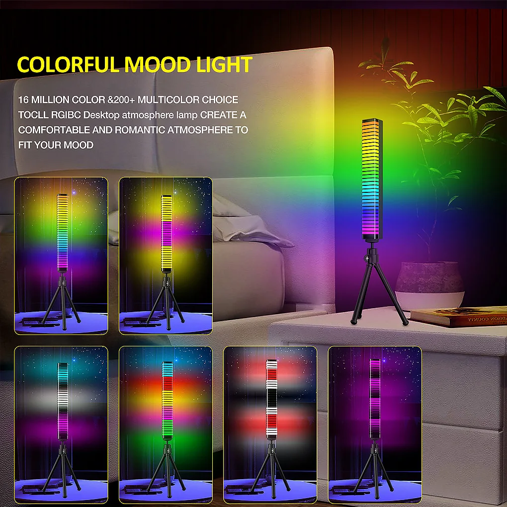 Portable LED Atmosphere Lamp Color Changing Corner Pickup Light Pro Colorful Music Rhythm Lighting Gaming Bedroom