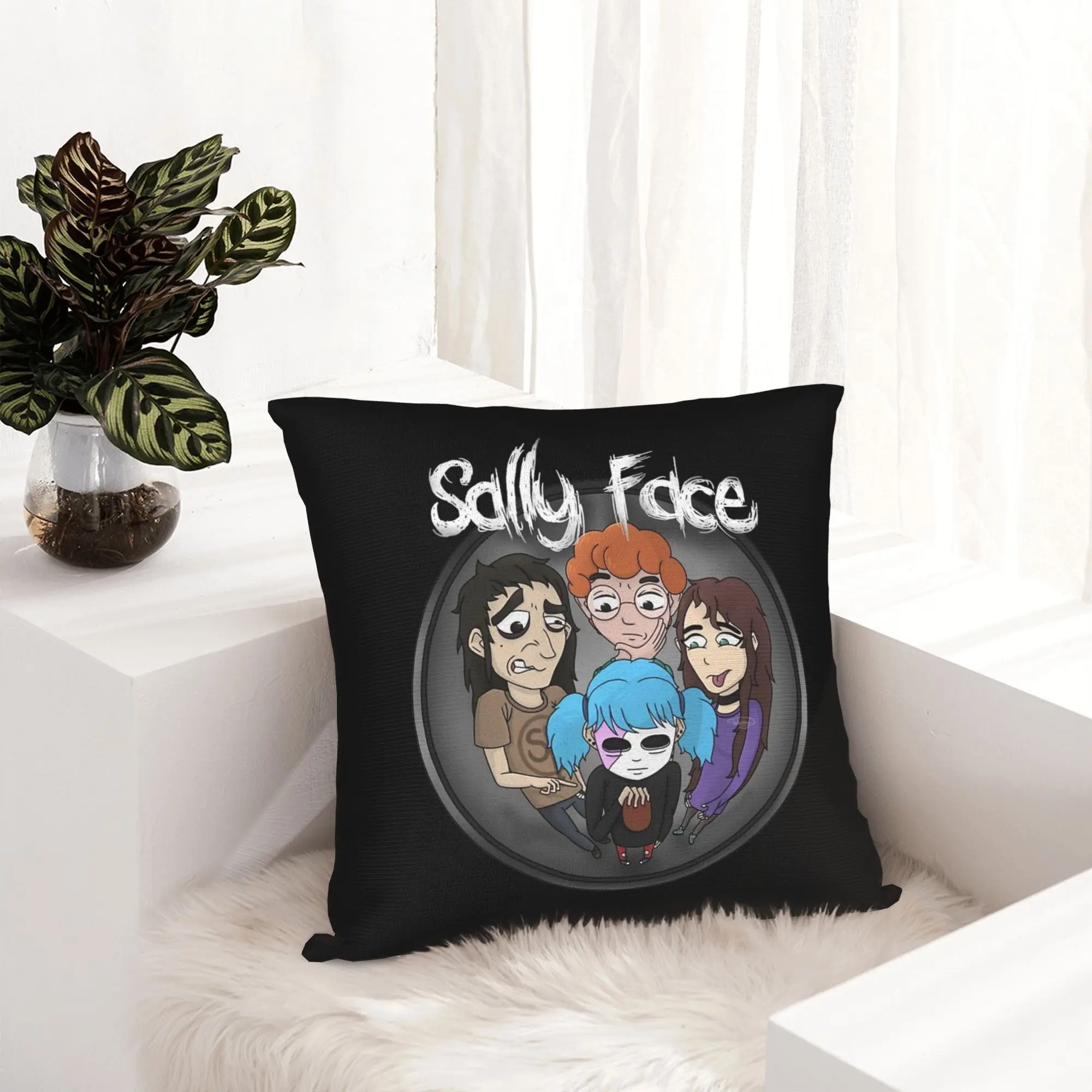 Sally Face Fanart Pillowcase Soft Polyester Cushion Cover Decoration Horror Game Throw Pillow Case Cover Home Zippered 45X45cm