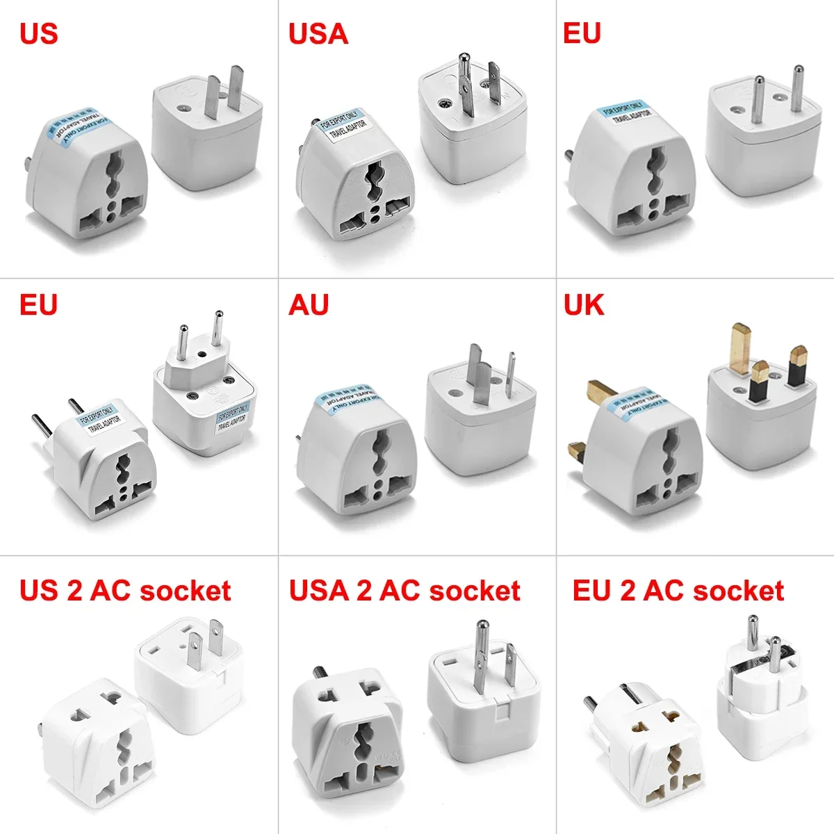 EU AU UK US IL KR America Brazil Italy Plug Adapter To UK IL EG HK Australia New Zealand US Canada Japan CN Adapter Plug Socket