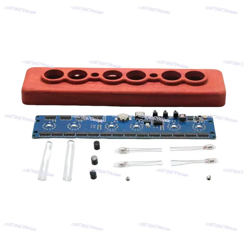 

6-bit Nixie Tube Clock Kit, 4-digit, Red Pear, Wood Case, Not Including in-14 Tubes