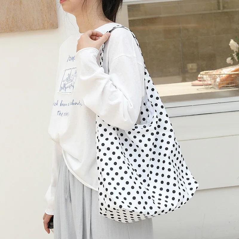 

YIFAN Nylon Bag Dot Women's Fashion One-Shoulder Travel Luggage College Commuter Tote Bag Japense Sytle 2025