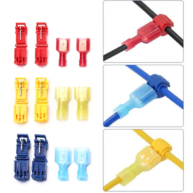 5SET T-Tap Wire Connectors Self-Stripping Quick Splice Electrical Wire Terminals Insulated Male Quick Disconnect Spade Terminals