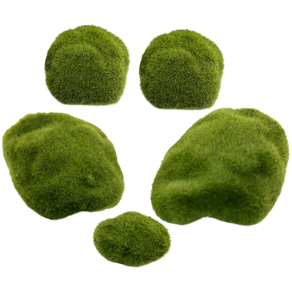 

5Pcs Emulated Mossy Stone Decor Realistic Garden Layout Props for Bonsai Planters Terrariums and Indoor Outdoor Aesthetic