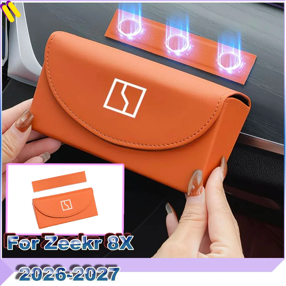 Nappa Leather Curved Magnetic Eyeglasses Case With Magnetic Strip Multi-Scene Installation For Zeekr 7X 8X 9X 2026-2027