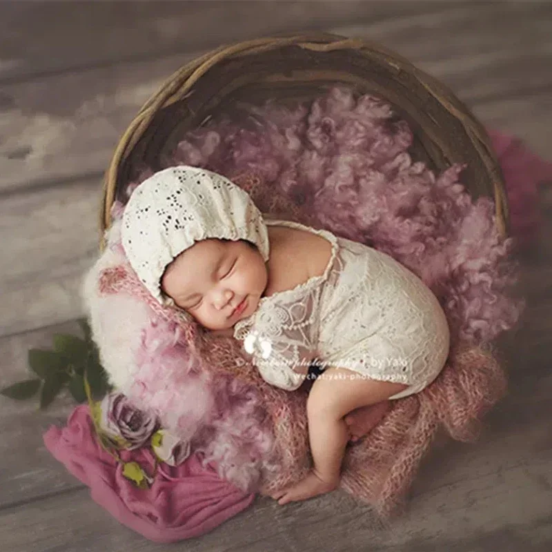 New Handmade Wicker Basket-Newborn Posing Bird's Nest Cart Photo Shoot Props Versatile for Children's Room Decoration & Baby Use