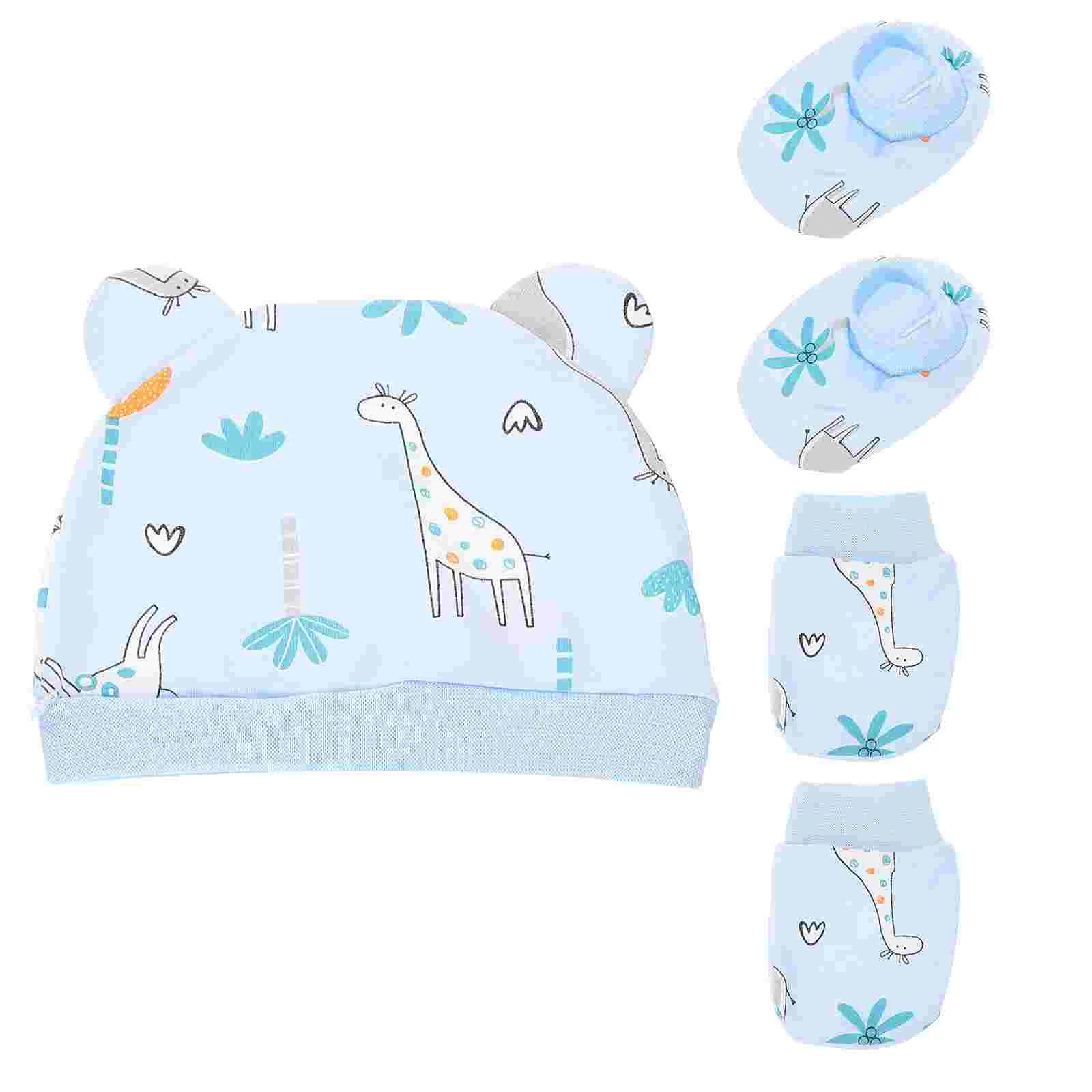 Newborn Three Piece Set Socks 0-3 Months Infant Hat Girl Baby Essentials Mittens for