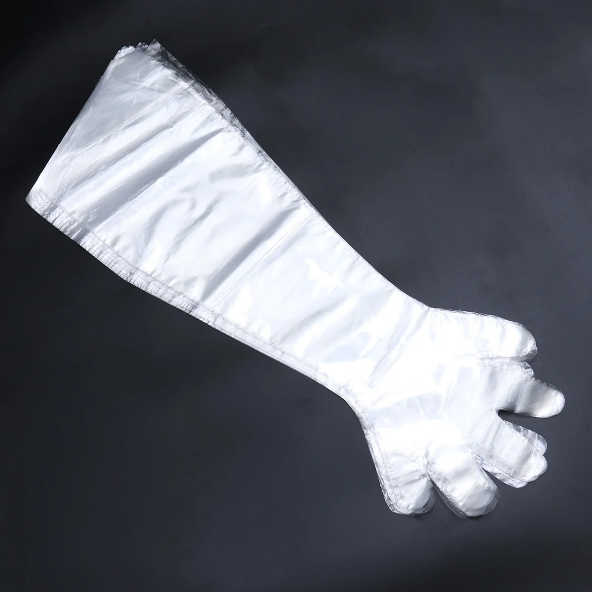 50PCS Disposable Plastic Film Long Arm Glove Cattle Sheep Glove for Farm (White) Farm Glove