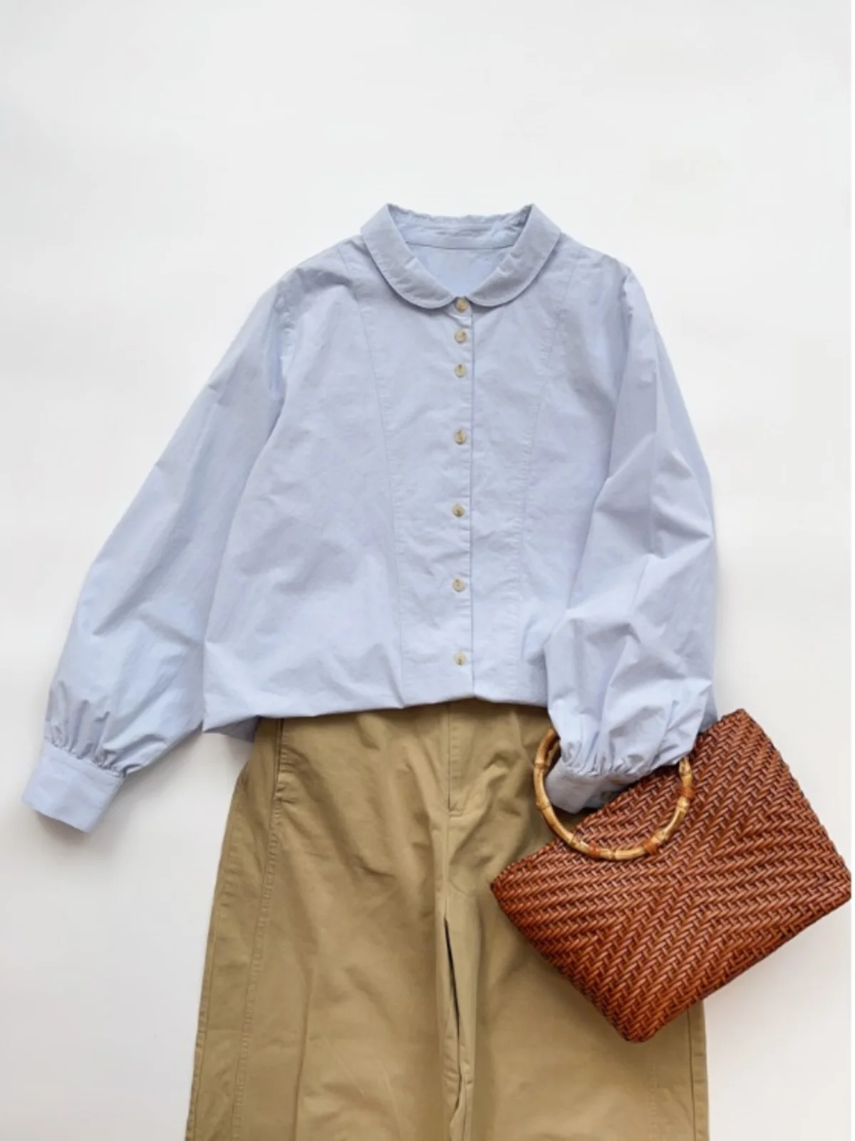 

Loose Casual Long Sve Women's irt Doll Collar Spring 2025 Faionable Versatile Base Layer Cotton Blend Commute Sle