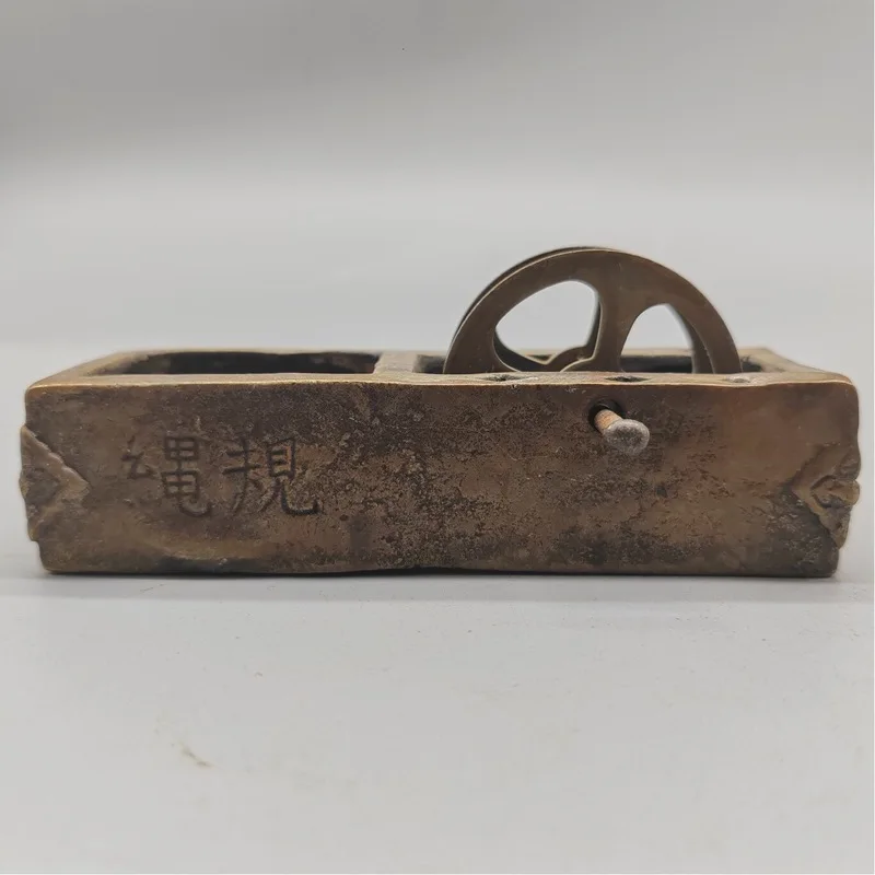 -style antique collection ornament, vintage copper Republic of China inkstone collectible craft