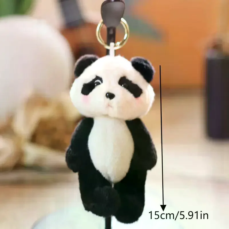 かわいいリトルパンダぬいぐるみキーホルダー漫画ぬいぐるみ人形ぬいぐるみキーリングバックパックペンダントぶら下げ装飾ギフト